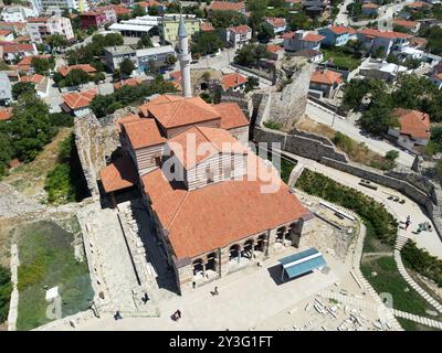 Enez Town, located in Edirne, Turkey, is an ancient ancient settlement. The Hagia Sophia Church and Enez Castle, built during the Byzantine period. Stock Photo