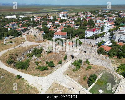 Enez Town, located in Edirne, Turkey, is an ancient ancient settlement. The Hagia Sophia Church and Enez Castle, built during the Byzantine period. Stock Photo