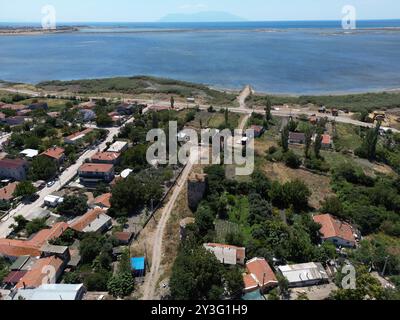 Enez Town, located in Edirne, Turkey, is an ancient ancient settlement. The Hagia Sophia Church and Enez Castle, built during the Byzantine period. Stock Photo