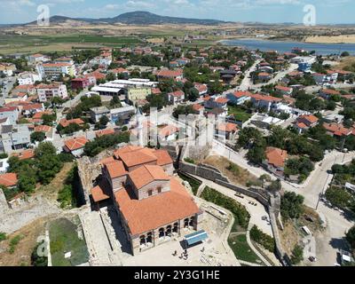 Enez Town, located in Edirne, Turkey, is an ancient ancient settlement. The Hagia Sophia Church and Enez Castle, built during the Byzantine period. Stock Photo