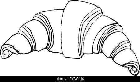 hand drawn illustration of Croissant Stock Vector