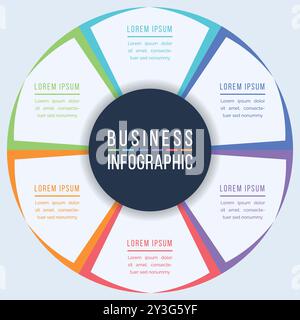 Circle Infographic design 6 steps, objects, elements or options infographic business circle template Stock Vector