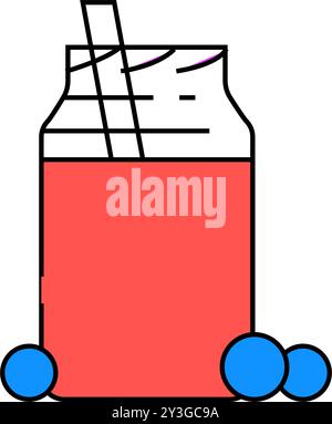 bluberry smoothie fruit juice food line icon vector illustration Stock ...