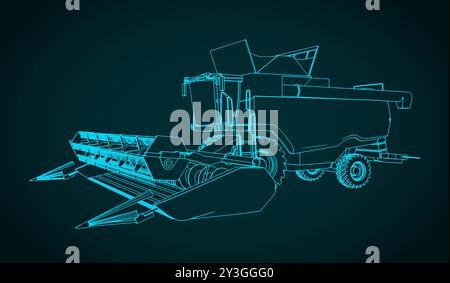 Stylized vector illustration of a combine harvester Stock Vector