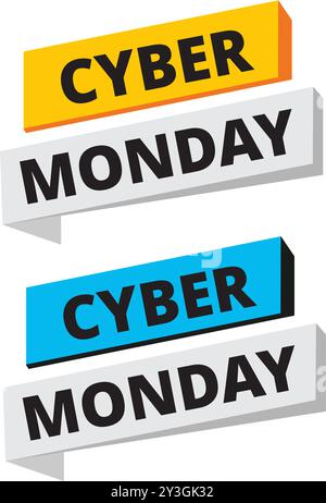 Colored cyber monday banners on white background Stock Vector
