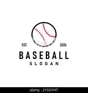 sport of baseball with simple concept baseball logo silhouette design of stick and ball Stock Vector