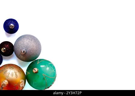 Christmas background template with colored ball decorations Stock Photo