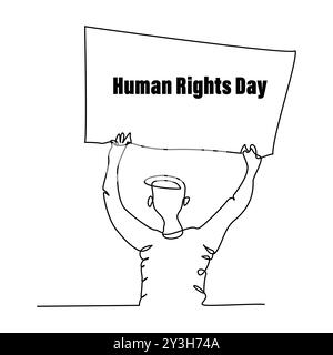 One continuous line drawing of 10 the December World Human Rights Day concept Vector Illustration. World Human Rights Day single line art draw awing, Stock Vector