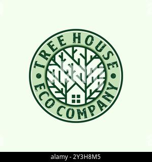 Nature House Logo Vector Illustration Design. Eco house, green house or tree house logo design inspiration. Simple Modern Creative House Logo Stock Vector
