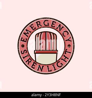Siren Light, Emergency Light, Ambulance Light, Police Light or Warning Light Logo Vector Illustration Design. Red Flasher or Siren Light Vintage Style Stock Vector