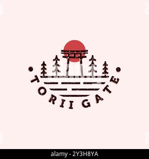 Torii or Japanese Traditional Gate Logo Vector Illustration Design. Modern Creative Torii Illustration Logo Concept Stock Vector