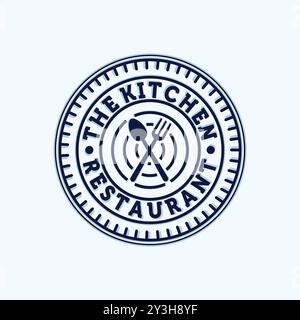 Premium Restaurant or Cafe Line art Logo Vector Illustration. Fork and Spoon Creative Logo Concept. Exclusive Restaurant or Cafe Logo Stock Vector