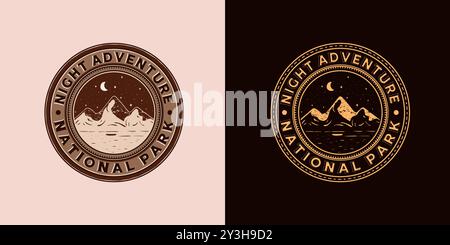 Mountain Adventure Logo Vector Illustration Design. Exclusive Vintage Style Outdoor Logo Design. Old Vintage Outdoor Adventure Logo Concept. Stock Vector