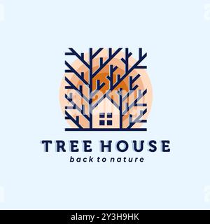 Nature House Logo Vector Illustration Design. Eco house, green house or tree house logo design inspiration. Simple Modern Creative House Logo Stock Vector