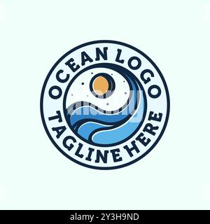 Ocean Wave Logo Design. Exclusive Logo, Symbol or Icon of Ocean. Creative and Minimalist Wave Logo Template. Stock Vector