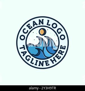 Ocean Wave Logo Design. Exclusive Logo, Symbol or Icon of Ocean. Creative and Minimalist Wave Logo Template. Stock Vector