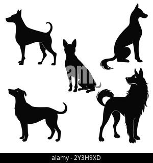 Unique dog illustration vector icon pack. Stock Vector