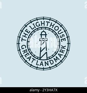 Lighthouse Vector Illustration Logo Design. Lighthouse or Beacon Premium Logo Design. Ocean, Beacon and Lighthouse Logo Concept Inspiration Stock Vector
