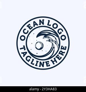 Ocean Wave Logo Design. Exclusive Logo, Symbol or Icon of Ocean. Creative and Minimalist Wave Logo Template. Stock Vector