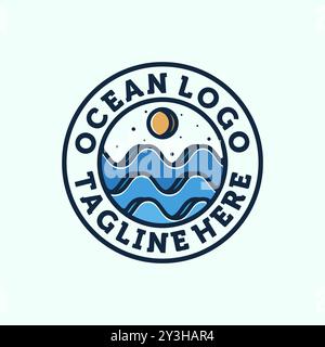 Ocean Wave Logo Design. Exclusive Logo, Symbol or Icon of Ocean. Creative and Minimalist Wave Logo Template. Stock Vector