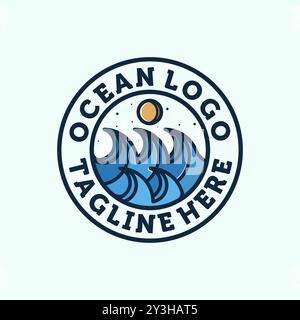 Ocean Wave Logo Design. Exclusive Logo, Symbol or Icon of Ocean. Creative and Minimalist Wave Logo Template. Stock Vector