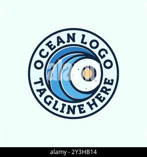 Ocean Wave Logo Design. Exclusive Logo, Symbol or Icon of Ocean. Creative and Minimalist Wave Logo Template. Stock Vector