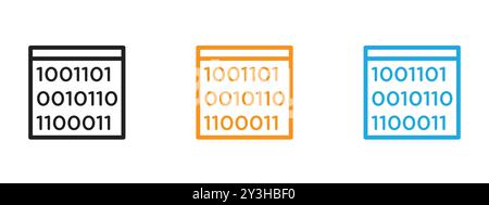 Binary code icon vector logo set collection for web app ui Stock Vector