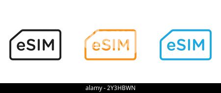ESIM icon vector logo set collection for web app ui Stock Vector