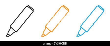 Highlighter icon vector logo set collection for web app ui Stock Vector