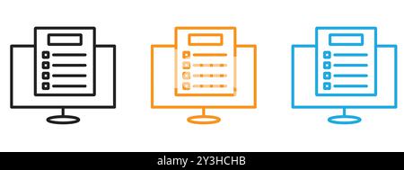 Online exam test icon vector logo set collection for web app ui Stock Vector