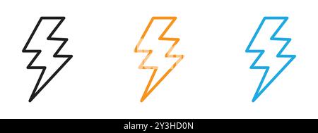 Thunder bolt icon vector logo set collection for web app ui Stock Vector