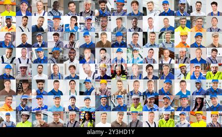 Professional Worker Group. Engineers, Handymen And Janitors Stock Photo