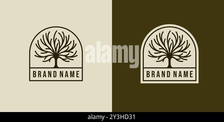 Creative design of tree logo vector. Tree Trunk or Tree Branch Logo Concept. Oak Tree Creative and Minimalist Badge Logo Design Stock Vector