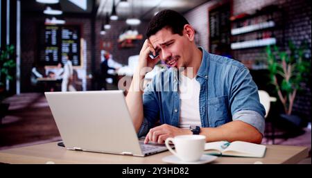 Sad College Student Frustrated With Studying,Teacher Offers Help. Stock Photo