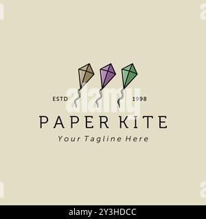 Kite logo vector illustration design. Paper Kite creative icon logo. Flying Kite logo concept inspiration Stock Vector