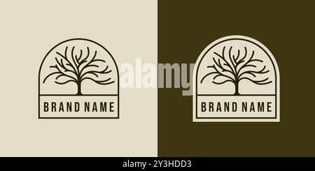 Creative design of tree logo vector. Tree Trunk or Tree Branch Logo Concept. Oak Tree Creative and Minimalist Badge Logo Design Stock Vector