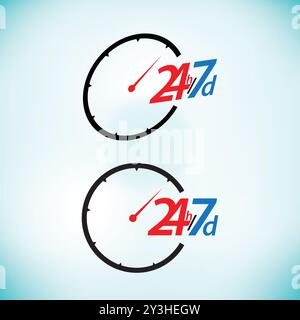 24 hours with 7 days Clock design Stock Vector