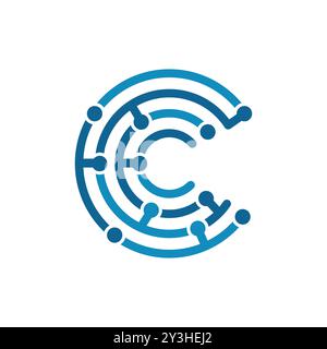 Biometric Technology letter of C Design Stock Vector