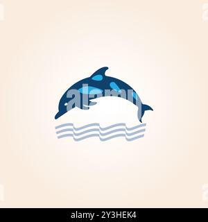Dolphin with wave water sign design shape Stock Vector