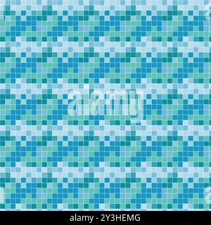 Abstract squares geometric light blue background with copy space. Pixel pattern Stock Vector