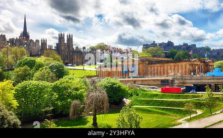 Edinburgh panorama view at sunset, Scotland - UK, New collage Stock Photo