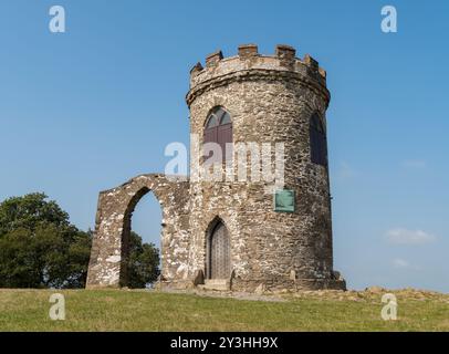 'Old John' prominent hilltop folly / landmark after recent restoration (repointing) work, Bradgate Park, Leicestershire, England, UK Stock Photo