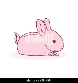 Cute Pink Rabbit Vector Illustration Stock Vector