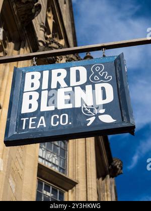 Bird and Blend Sign, Small Business, Tea Company, Oxford, Oxfordshire, England, UK, GB. Stock Photo