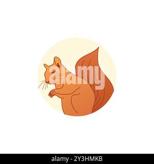 Squirrel in Circle Vector Illustration Stock Vector