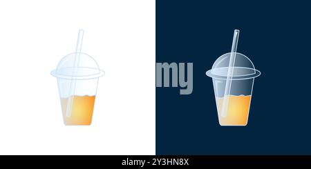 Two Juice Cups with Straw Vector Illustration Stock Vector