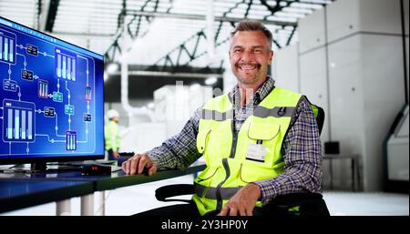 Engineer Operator Using Scada System At Industrial Plant Stock Photo