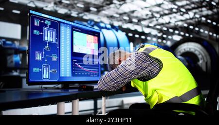 Engineer Operators Using Scada System At Industrial Plant Stock Photo