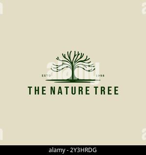 Nature tree minimalist line art logo design. Creative tree logo vector illustration Stock Vector