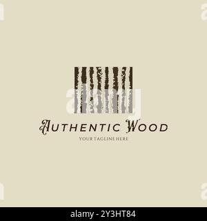 Wood bark texture logo vector. Oak wood texture logo design Stock Vector